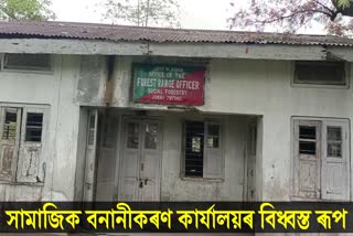 Dismal form of Social Forestry office in Jonai