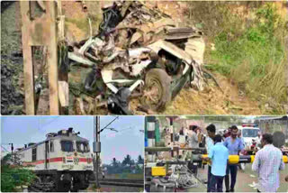 A speeding Duronto Express hit a Mahindra Bolero which was stuck at the railway track at Bhimadolu in Andhra Pradesh.