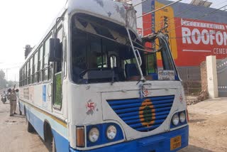 Crane and Haryana Roadways bus collision