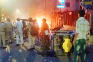 Violence during Ram Navami procession in West Bengal's Howrah, vehicles torched