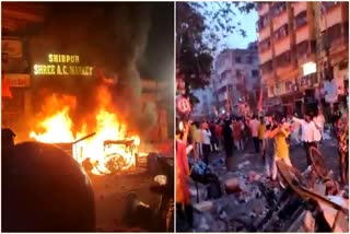 Ramnavami procession in Howrah  Bombs thrown at Ramnavami procession in Howrah  രാമനവമി ഘോഷയാത്രക്കിടെ ആക്രമണം  ബോംബ് ആക്രമണം  പശ്ചിമ ബംഗാളില്‍ ആക്രമണം  അഞ്ജനിപുത്ര സേന  വിശ്വഹിന്ദു പരിഷത്ത്  news updates today  latest news in bengal  രാമനവമി ഘോഷയാത്രക്കിടെ സംഘര്‍ഷം