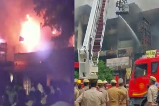 Fire in kanpur  textile market bansmandi kanpur  textile market bansmandi  Fire in textile market bansmandi kanpur  Fire in textile market bansmandi  500 shops caught fire kanpur  ಮಾರ್ಕೆಟ್​ನಲ್ಲಿ ಭಾರೀ ಬೆಂಕಿ  500 ಅಂಗಡಿ ಅಗ್ನಿಗಾಹುತಿ  ಕೋಟಿಗೂ ಅಧಿಕ ನಷ್ಟ  ಉತ್ತರ ಪ್ರದೇಶದಲ್ಲಿ ಭೀಕರ ಅಗ್ನಿ ಅವಘಡ  ಅನ್ವರ್‌ಗಂಜ್ ಪೊಲೀಸ್ ಠಾಣೆ ವ್ಯಾಪ್ತಿ  ಸುಮಾರು 500 ಅಂಗಡಿಗಳು ಸುಟ್ಟು ಭಸ್ಮ  ಮಾರುಕಟ್ಟೆಯಲ್ಲಿರುವ ಎಆರ್ ಟವರ್​ನಲ್ಲಿ ಬೆಂಕಿ  ಅಗ್ನಿಶಾಮಕ ದಳ ಹಾಗೂ ಪೊಲೀಸರಿಗೆ ಮಾಹಿತಿ