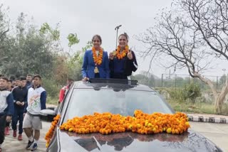 saweety boora welcomed in rohtak
