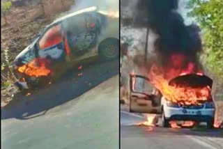 Car up in flames in Maharashtra's Beed, occupants safe