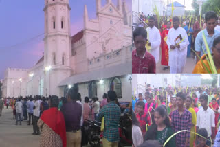 occasion of Palm Sunday the main event of the Lent season of Thoothukudi Christians carried palm leaves