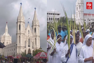 palm sunday festival celebration at the world famous Velankanni Temple