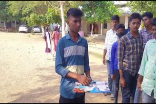 A student appeared for the 10th exams despite  of his father death at Kadem in Nirmal district