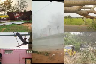 Heavy rain by gusty winds in Motkuru of Yadadri Bhuvanagiri district