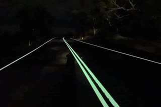 Night glow paint used on roads in Himachal