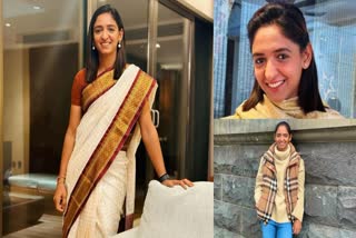 team india women player harmanpreet-kaur-traditional-indian-saree-pic