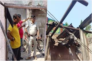 a house is partially damaged by an Explosion in Asansol