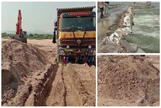 Krishna river Illegals digging sand