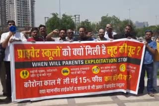 Parents protest in Greater Noida