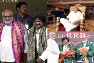 Tollywood Industry honoured MM keeravani and Chandrabose in RRR movie Oscar veduka and Keeravani praises Eenadu Group chairman Ramojirao