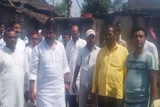 MP Vijay Hansda distributed relief material to fire affected families