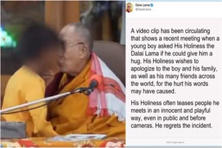 Dalai Lama apologises for kissing child on his lips
