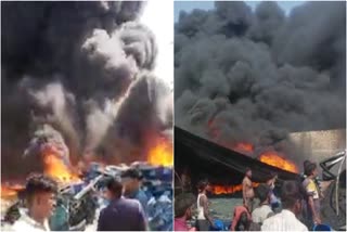 Fierce fire in scrap godown in Rewari