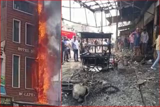 fire in hotel in rohtak