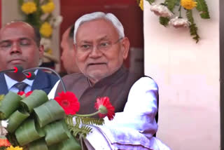 Bihar Chief Minister Nitish Kumar addressing party workers