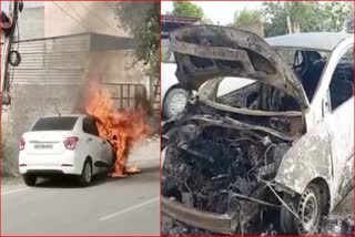 Fire broke out in a car in Sonipat