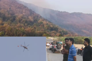 forest fire continues to burn in Coimbatore for the sixth day helicopters are actively fighting the fire