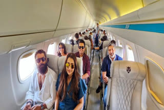 Cast of Ponniyin Selvan 2 kickstart promotional tour in private jet