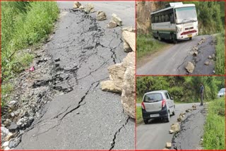 Road sunk in Dolga scissors in Karsog of Mandi