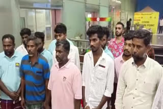 11 fishermen from Tamil Nadu who were released from Sri Lankan jail arrived at Chennai airport