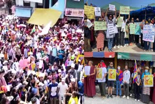 Protest Rally of Tibetan organizations  From Mcleodganj to Dharamshala in Kangra