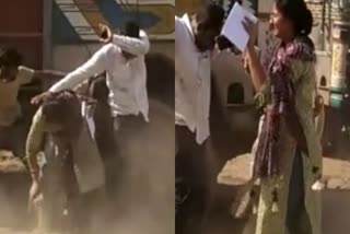 മണൽ മാഫിയ  ഖനനം  sand mafia attacks woman inspector in bihar  sand mafia attacks woman inspector  വനിത ഉദ്യോഗസ്ഥ ഉൾപ്പെടെയുള്ളവർക്ക് പരിക്ക്  മണൽ മാഫിയയുടെ ആക്രമണം