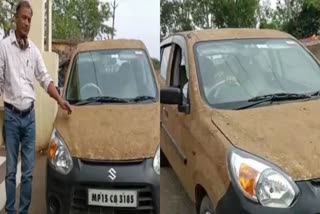 cow dung on car to get relief from heat
