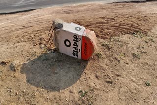 quality mile stone damaged from naogaon to chhatarpur