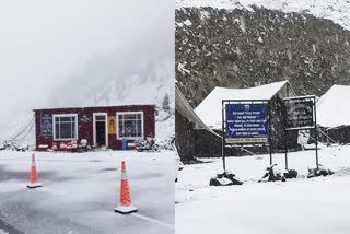 snowfall in lahaul spiti district in the month of april. rainfall in kullu and shimla