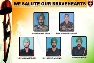 Indian Army has released names of five soldiers killed in poonch