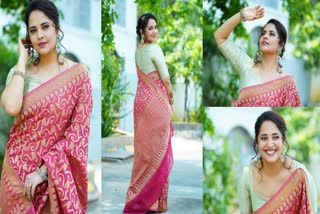 tollywood actress anasuya bharadwaj Wears her engagement saree after 15 years