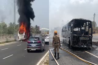 a-private-bus-caught-fire-due-to-short-circuit-in-mandya