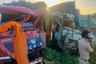 dumper and mini truck collision in Barmer