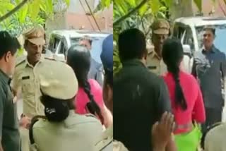 YS Sharmila Slaps SI and pushes lady constable  YS Sharmila Slaps SI  എസ്‌ഐയുടെ മുഖത്തടിച്ച് വൈഎസ് ശർമിള  വൈഎസ് ശർമിള  വൈഎസ്ആർ തെലങ്കാന പാർട്ടി അധ്യക്ഷ വൈഎസ് ശർമിള  YS Sharmila pushes lady constable telangana