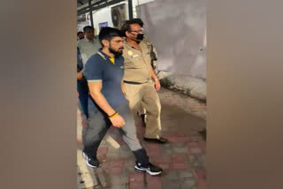 Gangster Lawrence Bishnoi in police custody.