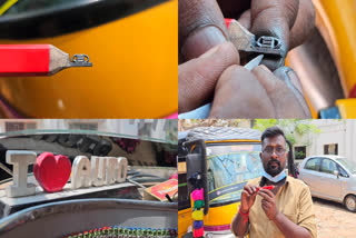Coimbatore auto driver has created a face mask on the tip of a pencil to encourage wearing face masks