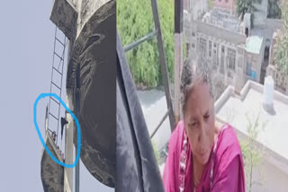 A female cleaning employee climbed on the water tank in the government hospital of Moga
