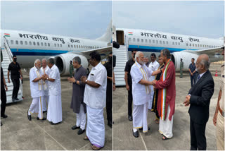 vande bharat  പ്രധാനമന്ത്രി  മുഖ്യമന്ത്രി  നരേന്ദ്ര മോദി  തിരുവനന്തപുരം അന്താരാഷ്‌ട്ര വിമാനത്താവളത്തില്‍  കേന്ദ്ര റെയില്‍വേ മന്ത്രി  പിണറായി വിജയന്‍  വന്ദേഭാരത് എക്‌സ്‌പ്രസ്  prime minister  narendra modi  pinarayi vijayan  Thiruvananthapuram airport