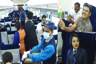 വന്ദേഭാരത്  വന്ദേഭാരത് എക്‌സ്പ്രസ്  Vandebharat Express  Vandebharat Express  Vandebharat Express first service  Reactions passengers on the Vandebharat Express  passengers on the Vandebharat Express  Vandebharat Express kerala  വന്ദേഭാരത് എക്‌സ്പ്രസിലെ ആദ്യ യാത്രക്കാർ