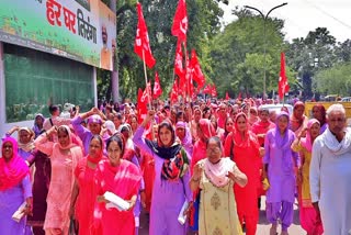 Anganwadi worker protest in kaithal
