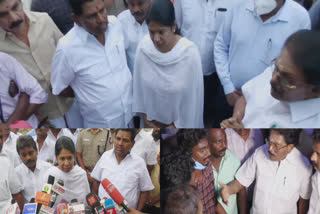 Kanimozhi MP Ministers Ramachandran and Anitha Radhakrishnan personally met the family of the murdered VAO in Thoothukudi and expressed their condolences