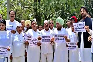 Congress workers protest in Karnal