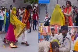 couple married in front of Rajwada in indore