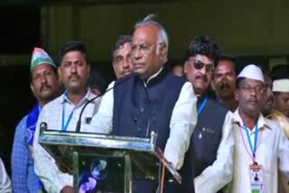 AICC President Mallikarjuna Kharge spoke at the Congress convention.