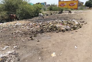 Garbage piled up on the roadside in Naugaon