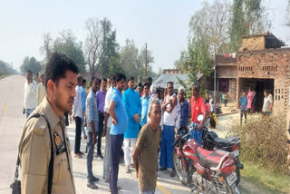 Policemen deputed at Mujahidpur village in Uttar Pradesh